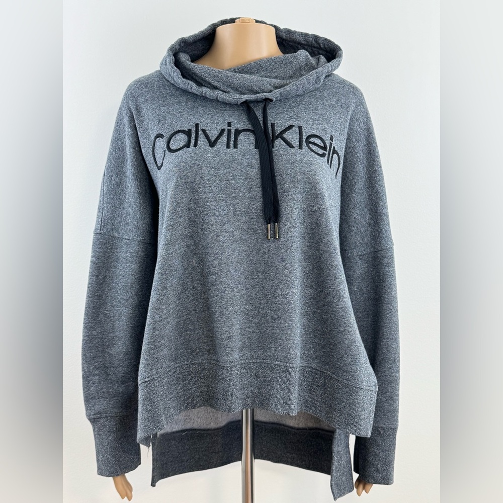 Calvin Klein Women's Logo Cowl Neck, Oversized Pullover Sweatshirt, Size XL